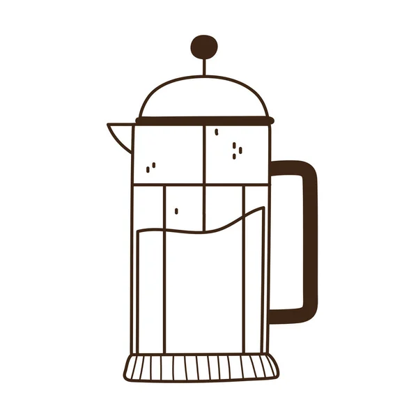 Coffee french press maker beverage fresh line icon style — Stock Vector