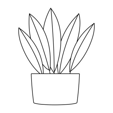 Bahçe işleri, saksı dekorasyonunda bitki yaprakları izole çizgi simgesi tarzı