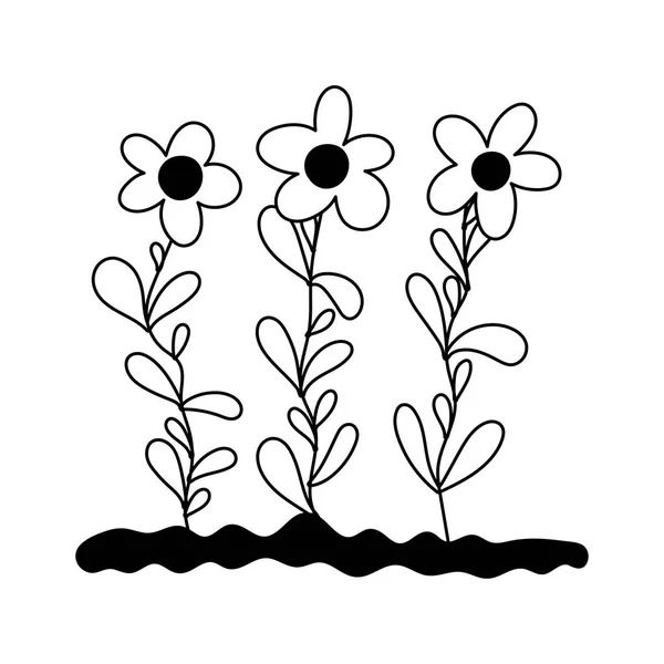 Jardinage, la plantation de fleurs dans le sol style icône ligne isolée — Image vectorielle