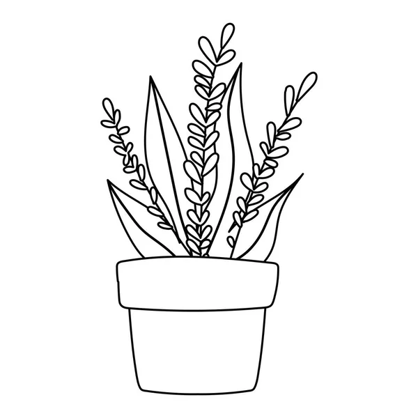 Jardinage, branches laisse la nature en pot style icône de ligne isolée — Image vectorielle