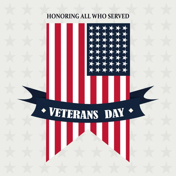 Felice giorno dei veterani, bandiera americana ciondolo nastro memoriale — Vettoriale Stock