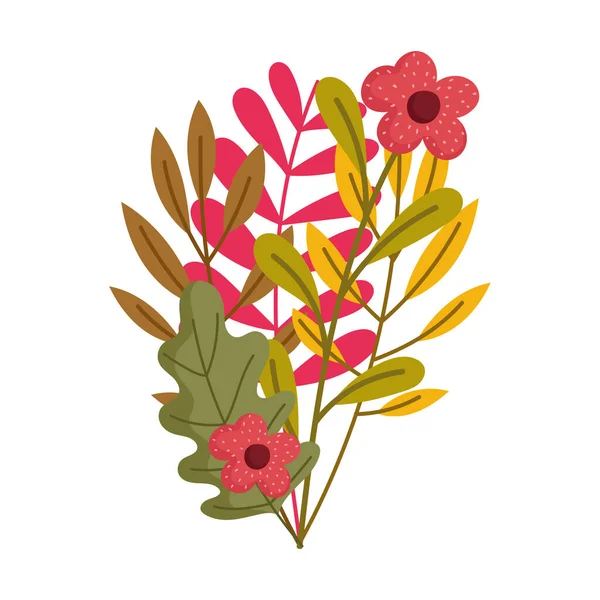 나뭇가지 나뭇잎 꽃 장식 고립 된 아이콘 디자인 — 스톡 벡터