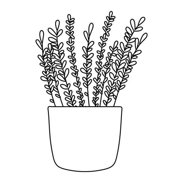 Tuinieren, plant in pot decoratie geïsoleerde lijn pictogram stijl — Stockvector