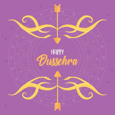 Hindistan 'ın dussehra festivali kutlu olsun. Yazılı oklar mandala süslemesi.
