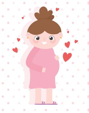 Hamilelik ve hamilelik, güzel hamile bir kadın ve aşk çizgi filmi.