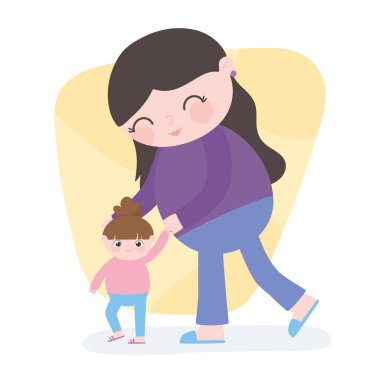 Hamilelik ve annelik, küçük kızını oynayan bir anne.