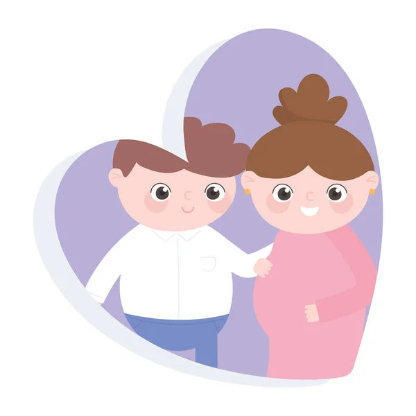 Schwangerschaft und Mutterschaft, süße Papa und Mama schwanger im Herzen — Stockvektor