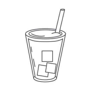 çay, bitkisel içecek cam bardak ve saman çizgisi simgesi tarzı