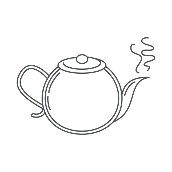Τσάι, ζεστό βραστήρα ποτό παραδοσιακή γραμμή εικονίδιο στυλ — Διανυσματικό Αρχείο