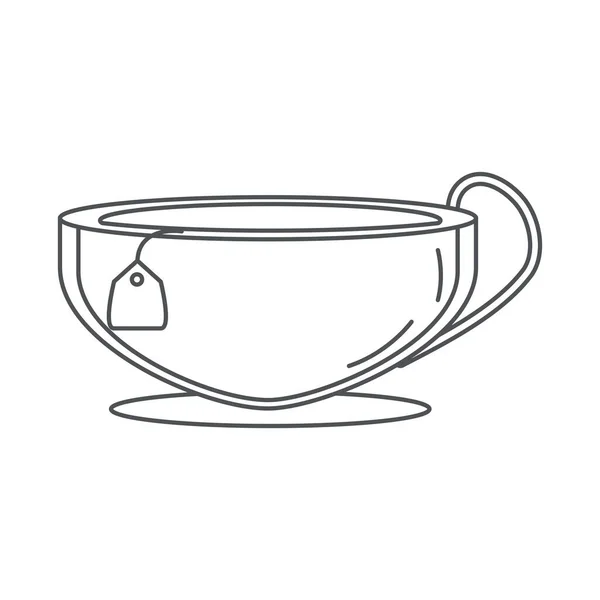 Té, taza de porcelana con estilo icono de línea de la bolsa de té — Archivo Imágenes Vectoriales