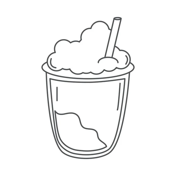 Té, smoothie deliciosa bebida con línea de paja icono estilo — Vector de stock
