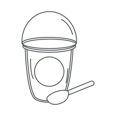 Çay, tek kullanımlık, kaşık çizgisi simgesi tarzında.