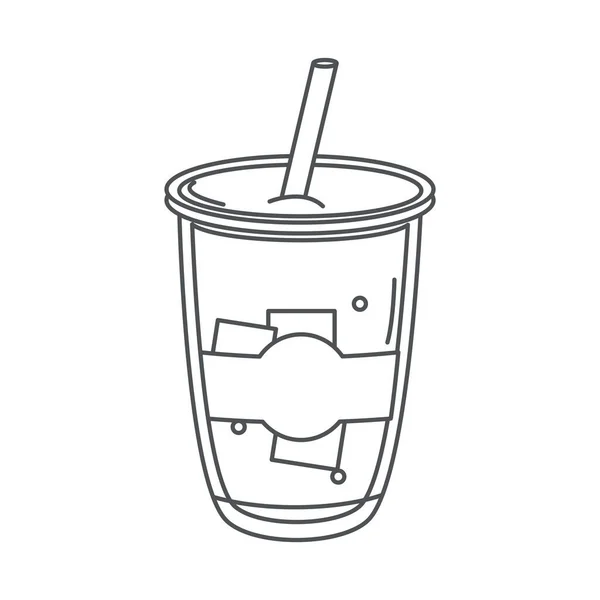 茶、生飲料付き使い捨てカップフレッシュラインアイコンスタイル — ストックベクタ