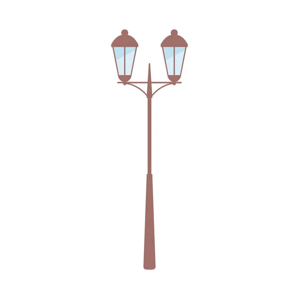 Lampa post gatubelysning isolerad design vit bakgrund — Stock vektor