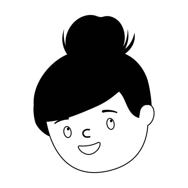 Mulher rosto desenho animado design isolado fundo branco — Vetor de Stock