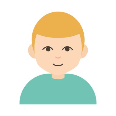 Genç sarışın çocuk çizgi film karakteri düz simge