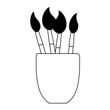 kap malzemelerindeki boya fırçaları izole edilmiş beyaz arkaplan tasarımı