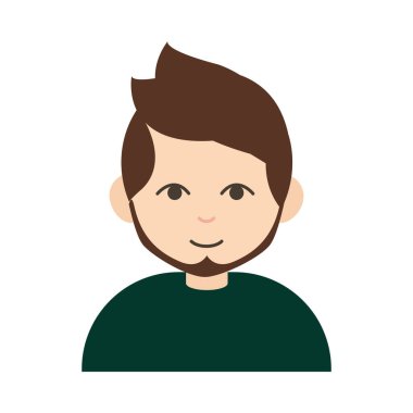 Genç adam hipster tarzı portre düz çizgi film ikonu