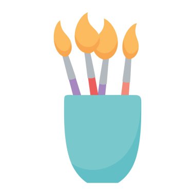 kap malzemelerindeki boya fırçaları izole edilmiş beyaz arkaplan tasarımı