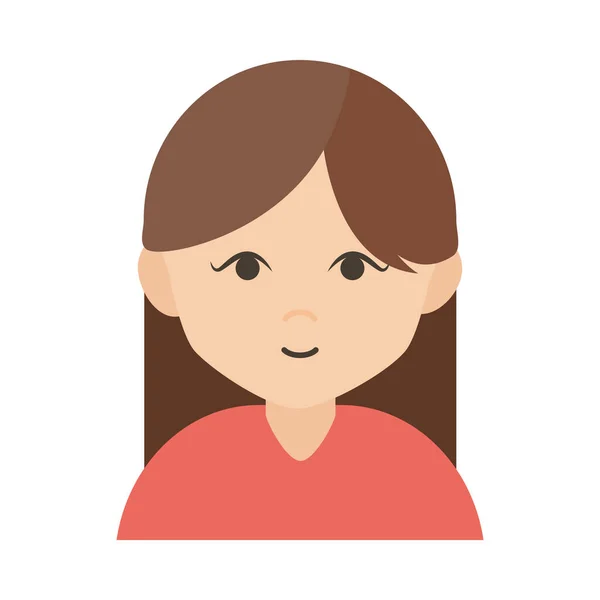Femme dessin animé personnage portrait brunette femme plat icône — Image vectorielle