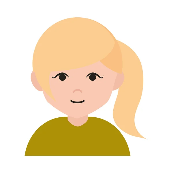 Teen blonde ponytail hair cartoon flat icon — Stock Vector
