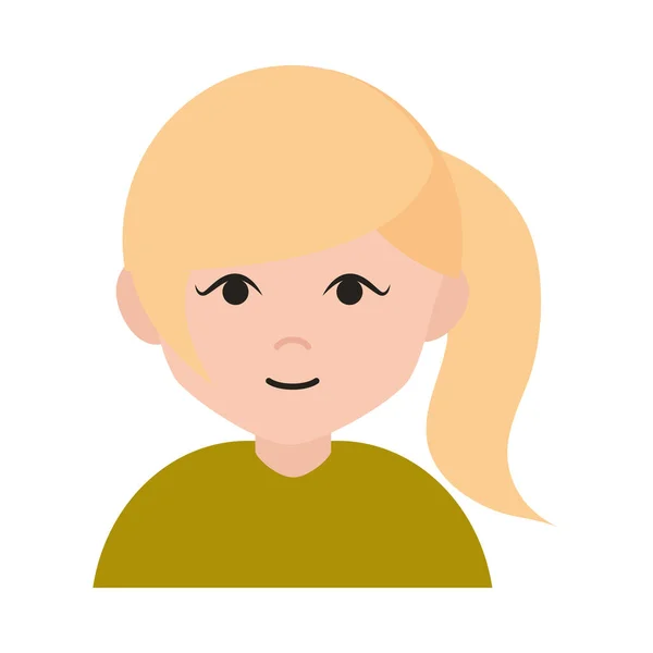 Tiener blonde paardenstaart haar cartoon platte pictogram — Stockvector