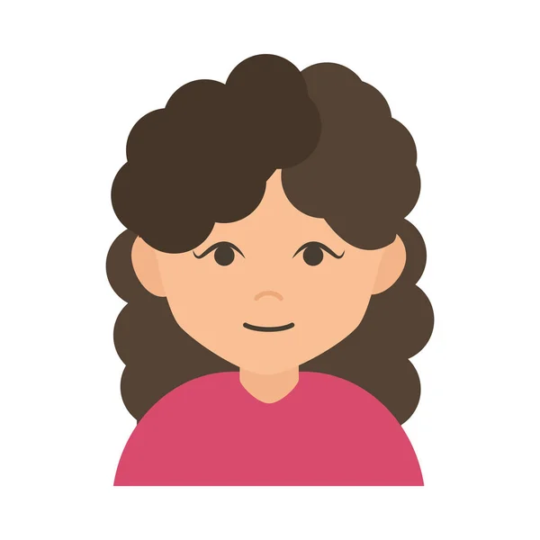 Woman cartoon character with curly hair flat icon — Stock Vector