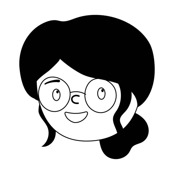 Vrouw gezicht cartoon geïsoleerd ontwerp witte achtergrond — Stockvector