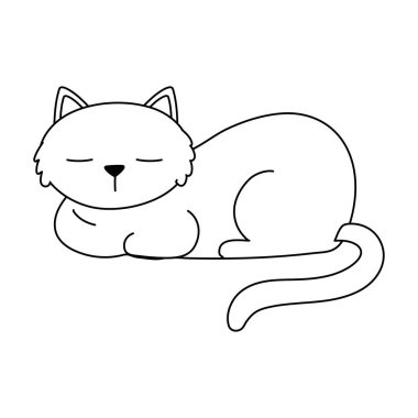 Uyuyan kedi hayvan izole edilmiş tasarım beyaz arkaplan