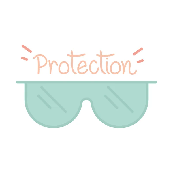 Novo normal, usar óculos de proteção, após coronavírus, estilo feito à mão plana —  Vetores de Stock