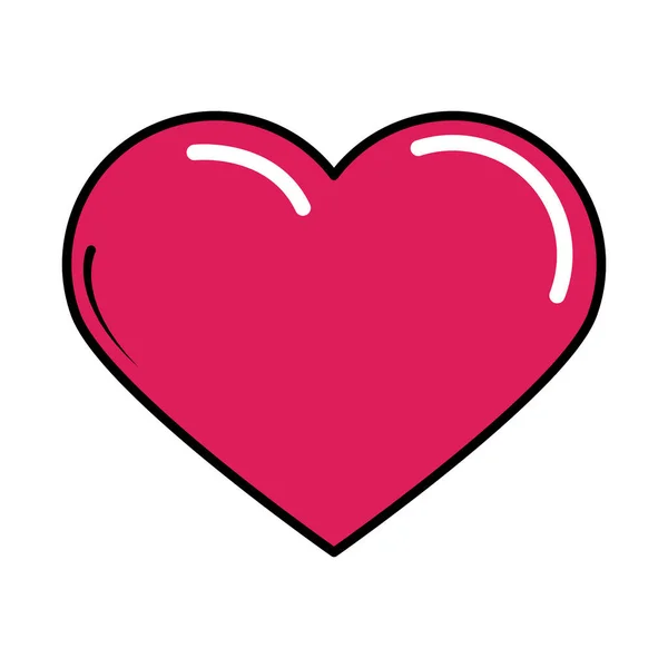 Corazón amor dibujos animados pop art cómic estilo, icono plano — Vector de stock