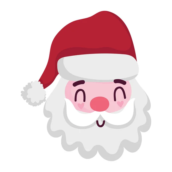 메리 크리스마스, 귀여운 얼굴 산타 클라우스 장식, 외따로 디자인 — 스톡 벡터
