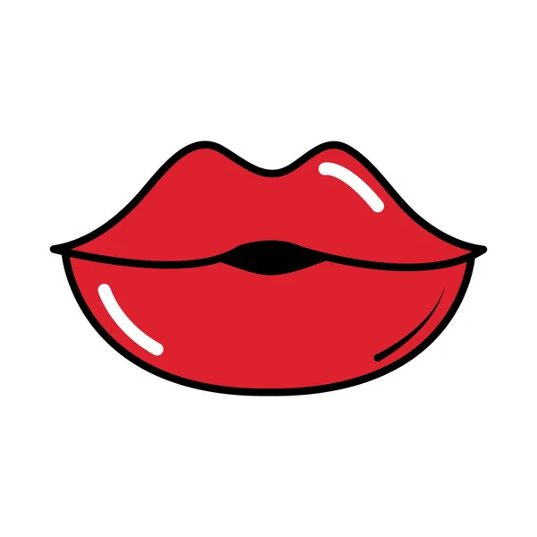 Labios femeninos pop art estilo cómico, icono plano — Archivo Imágenes Vectoriales