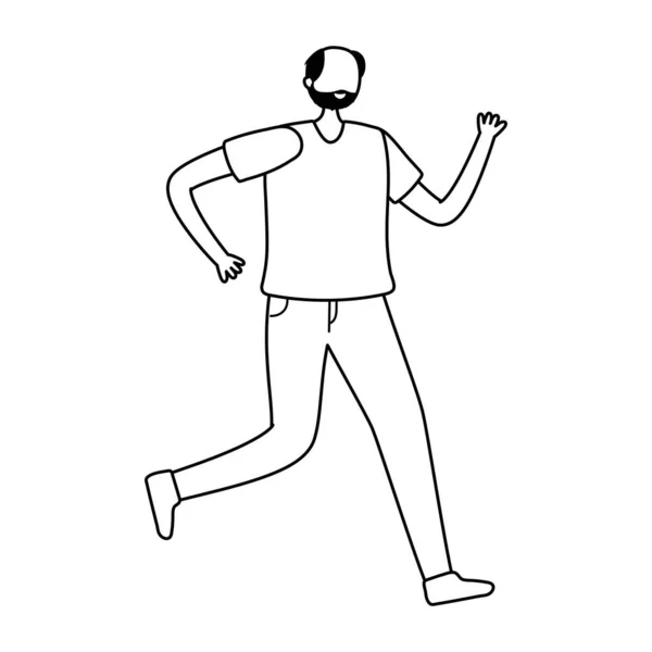 Yaşlı adam karakter egzersiz etkinliği izole edilmiş tasarım beyaz arkaplan — Stok Vektör