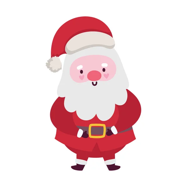 Merry christmas, cute cartoon santa claus character, isolated design — Stock Vector