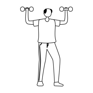 Yaşlı adam karakter ağırlık kaldıran spor aktivitesi izole edilmiş tasarım
