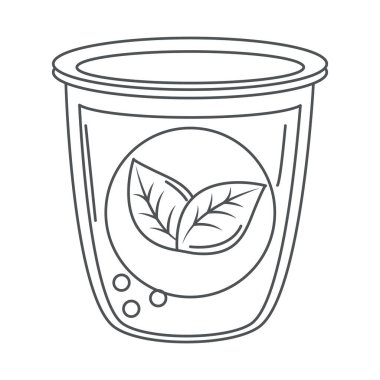 Çay, bitkisel yaprak çizgisi ikon tarzında taze içecek