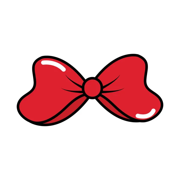 Rode strik decoratie pop art stijl, plat pictogram — Stockvector