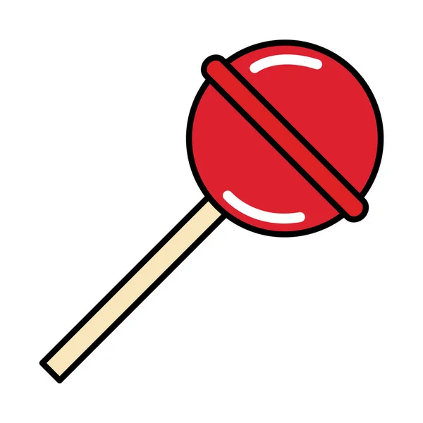 Caramelo en palo dulce arte pop estilo cómico, icono plano — Archivo Imágenes Vectoriales