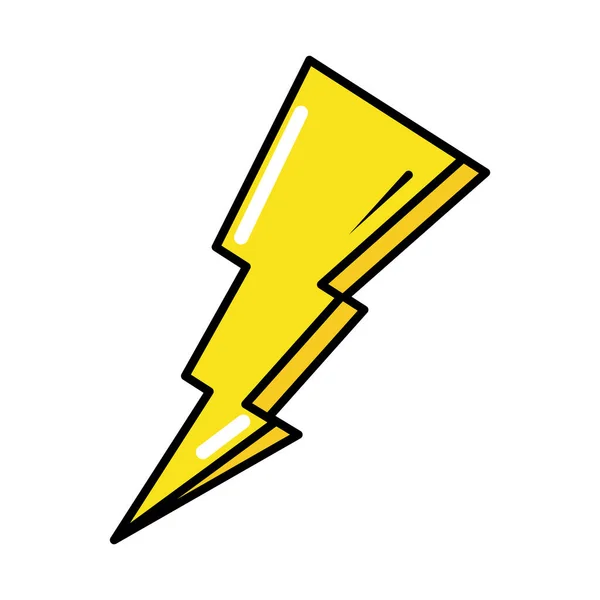 Thunderbolt poder pop arte cómic estilo, icono plano — Archivo Imágenes Vectoriales