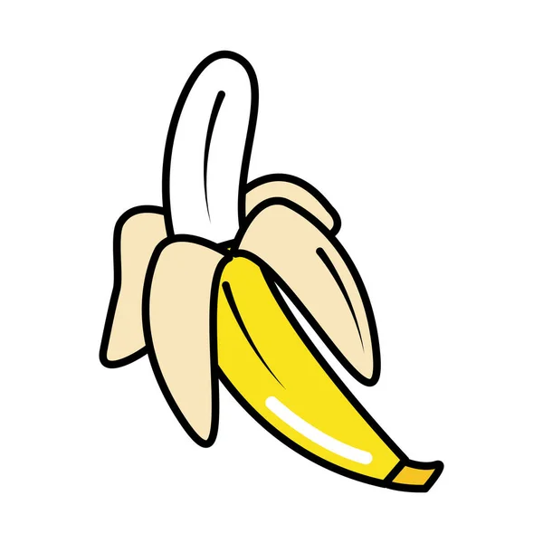 Plátano fruta pop arte cómic, icono plano — Vector de stock