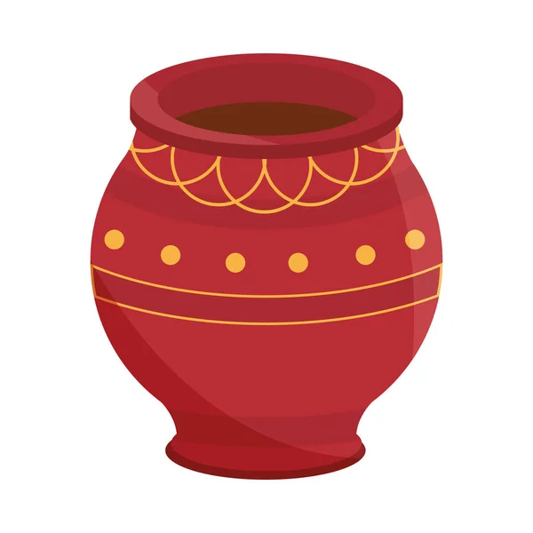 Clay pot ancient ornament isolated icon design — Stock Vector