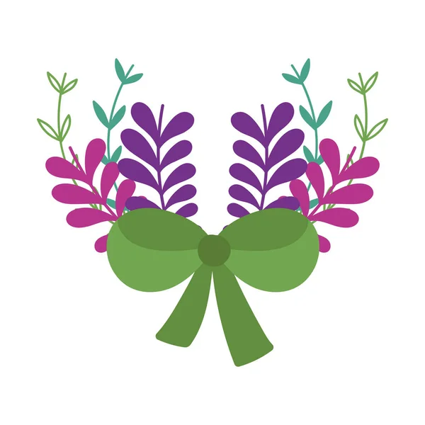 Zelená luk dekorace větev listy příroda oslava izolovaný design — Stockový vektor