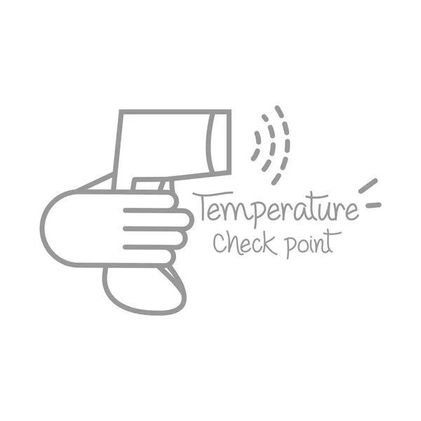 Nový normální, prevence teplotních kontrolních bodů, po koronaviru, ruční výroba liniového stylu — Stockový vektor