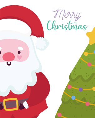 Mutlu Noeller, Noel Baba. Ağaç süsleme kartlarıyla selamlamak için.