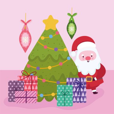 Mutlu Noeller, şirin Noel Baba baloları ve selamlamak için hediye kartı.