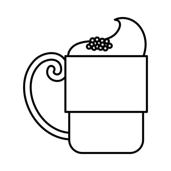 Чашка чая со сливками и иконкой с корицей — стоковый вектор