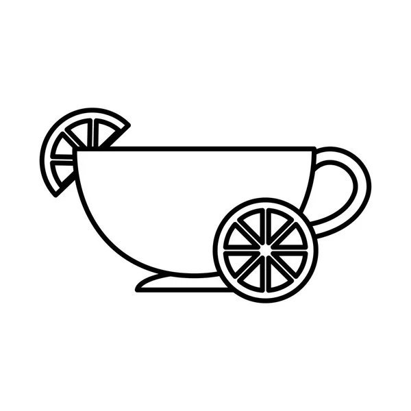 紅茶とスライスライムアイコン付きカップ — ストックベクタ