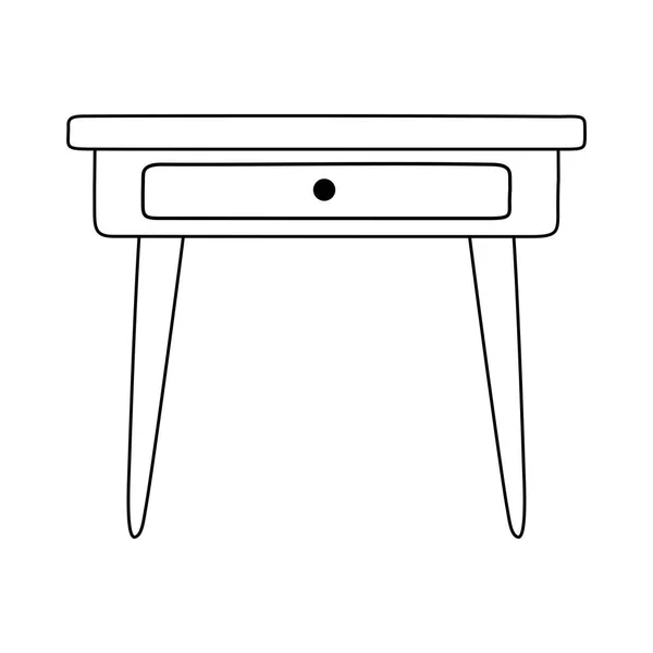 Tabel kayu dengan mebel laci gaya ikon ikon ikon terisolasi - Stok Vektor