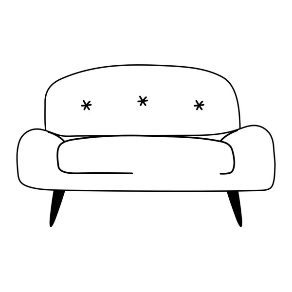 Sofa meubelen home comfort geïsoleerde pictogram stijl lijn stijl pictogram — Stockvector